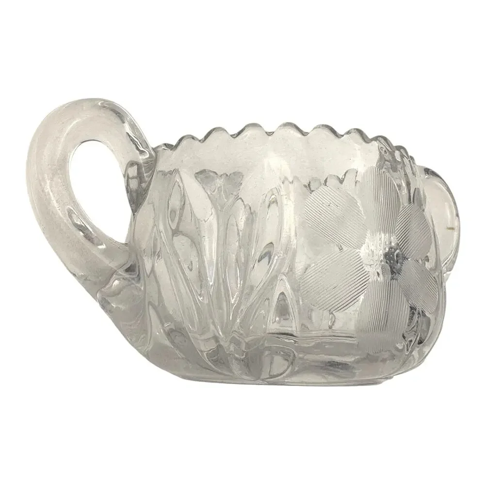 Vintage Tiffin-Franciscan EAPG Clear Cut Open Sugar Bowl Floral Etched‎